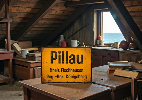 Ortsschild pillau frische - pillau,
