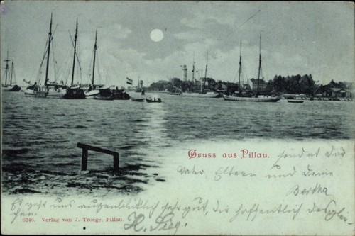 Mondschein baltijsk pillau - ak,