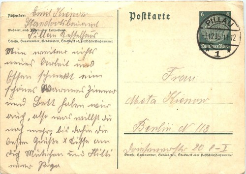 Ganzsache gelaufen pillau - gelaufen, in